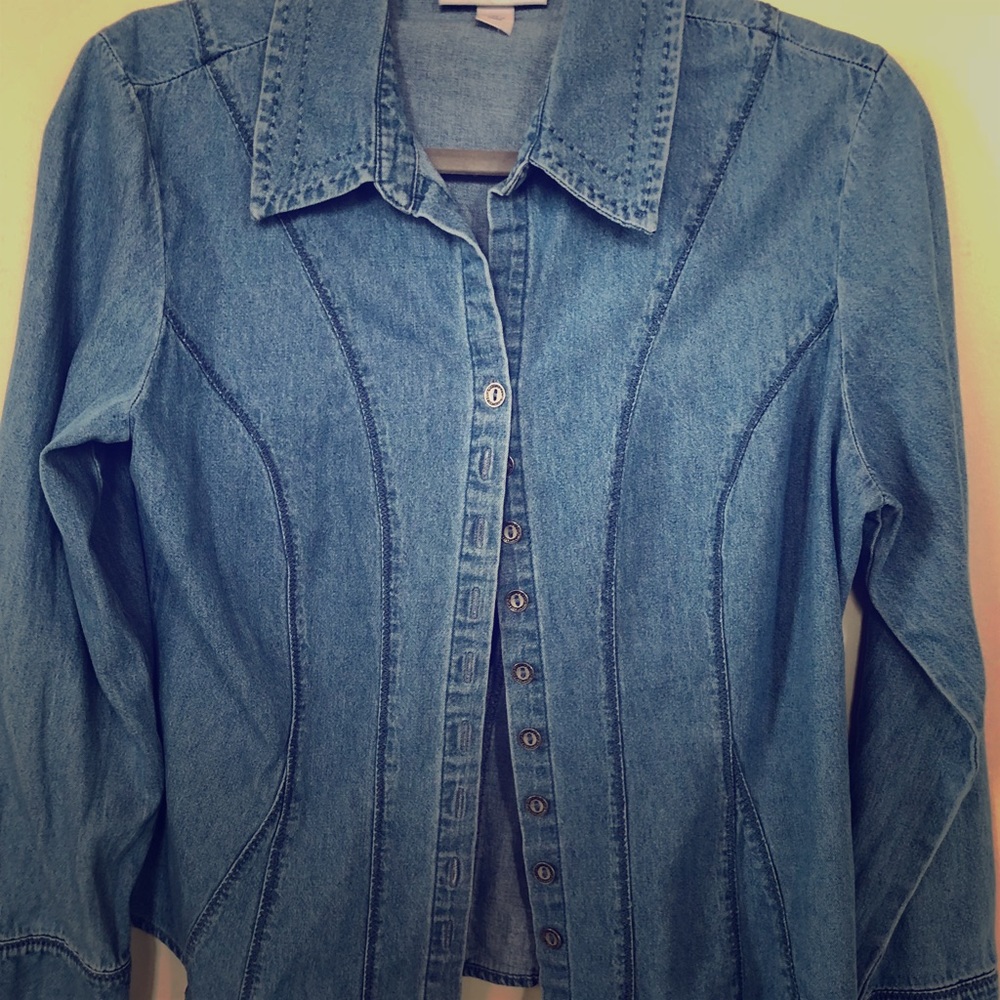 Denim Button Down Shirt M Dress Barn